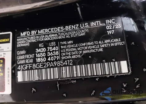 2023 Mercedes-Benz Gls 580 4Matic z USA, uszkodzony, nr VIN 4JGFF8GE2PA985412